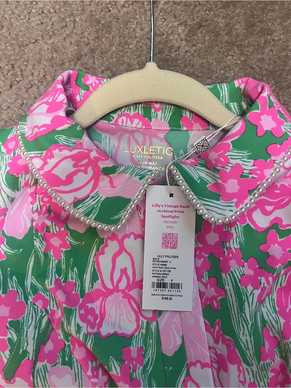Lilly Pulitzer Kathy Pink & Green Floral Luxletic Dress (Hannah print) NWT - Picture 5 of 6